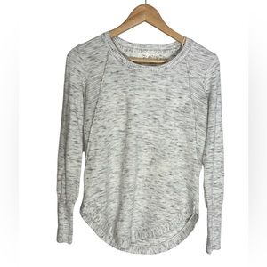 Lightweight gray & white sweater with scoop hem. Size XS